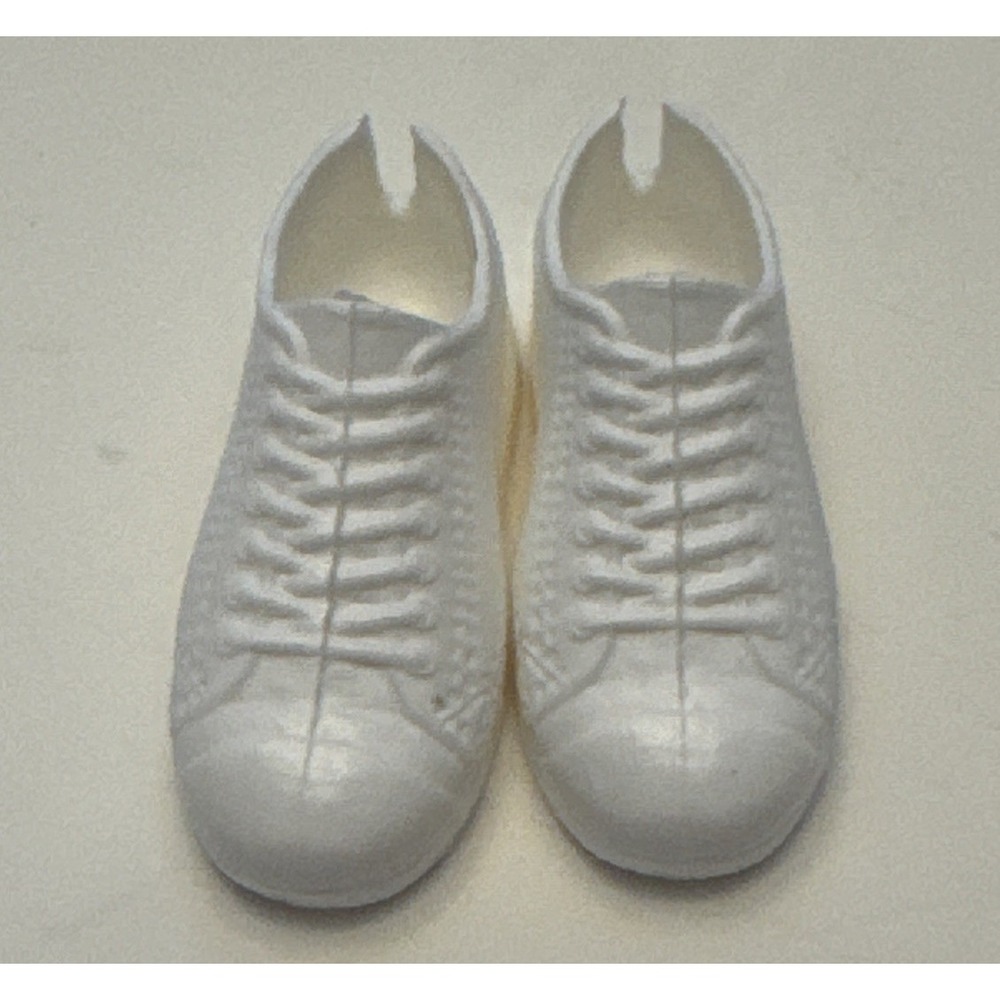 Ken Barbie Doll Shoes Solid White Faux Lace Tennis Shoes